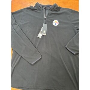 Antigua Pittsburgh Steelers Quarter Zip Pullover Mens XL Black Fleece NFL Logo